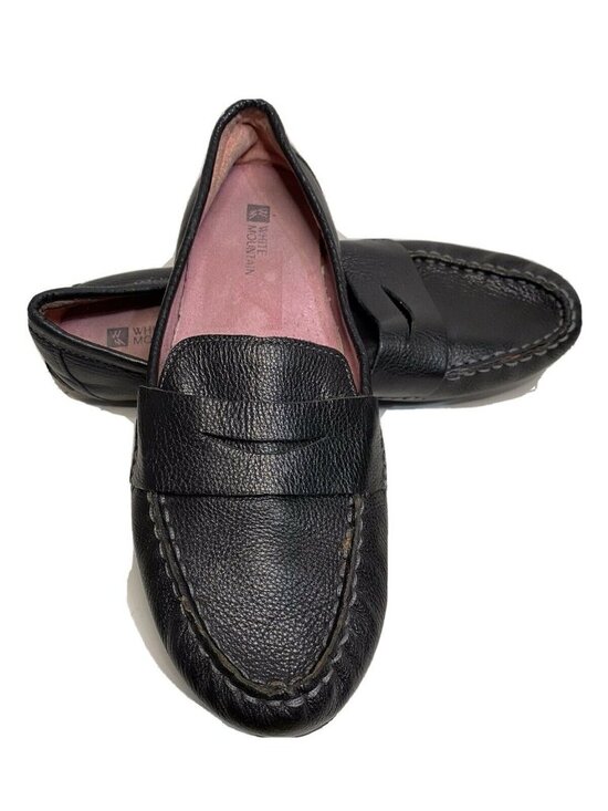 White Mountain Womens Black Pebble Leather Driving Loafers Size 8.5M - Picture 1 of 7